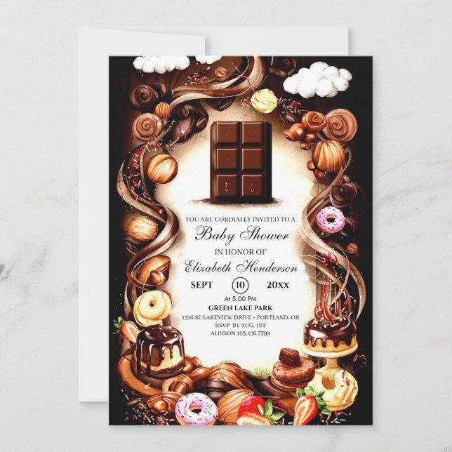 Watercolor Chocolate Baby Shower Invitation (Front)