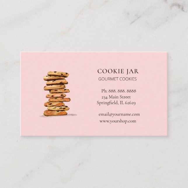 Watercolor Chocolate chip cookie Bakery  Business Card (Front)