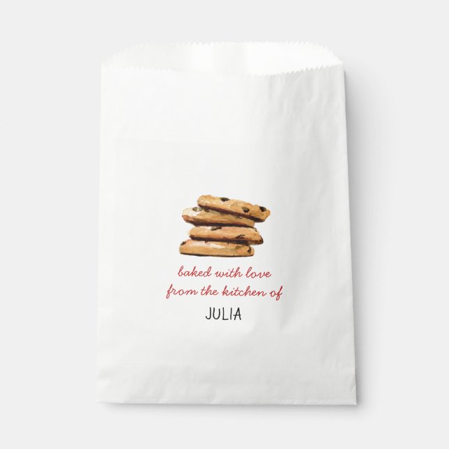 Watercolor chocolate chip cookie  favour bags (Front)