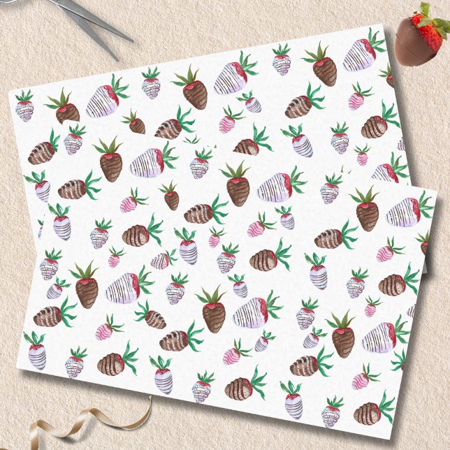 Watercolor Chocolate Covered Strawberries  Tissue Paper (Creator Uploaded)