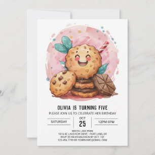 Watercolor Chocolate Editable Cookies Birthday Invitation