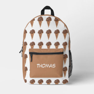 Watercolor Chocolate Ice Cream Pattern Printed Backpack