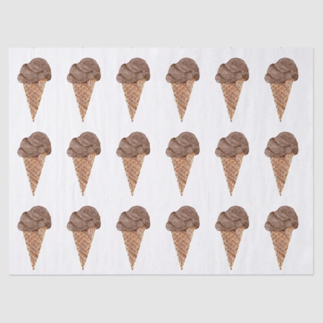 Watercolor Chocolate Ice Cream Pattern Tissue Paper (Front)