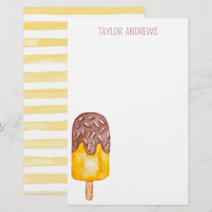Watercolor Chocolate Popsicle Personalized Stationery