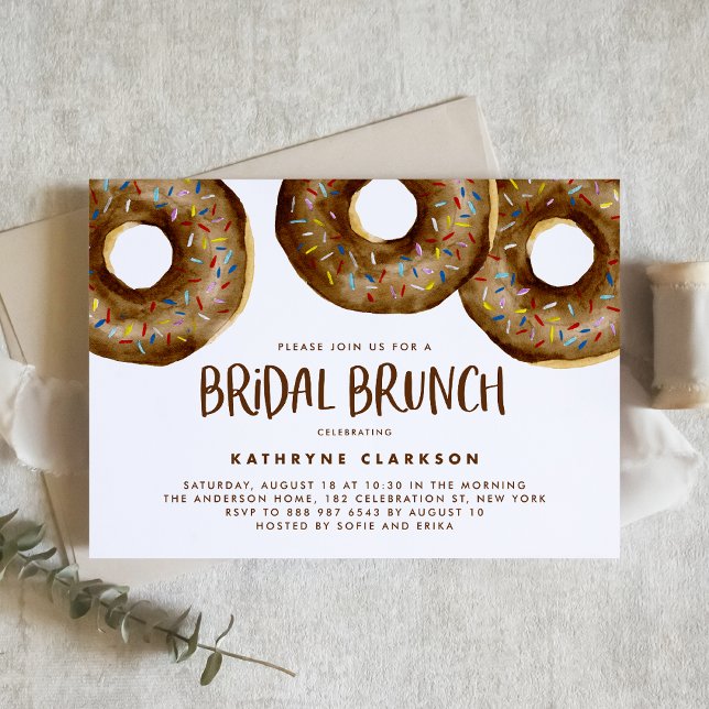Watercolor Chocolate Sprinkle Doughnuts Bridal Bru Invitation (Creator Uploaded)