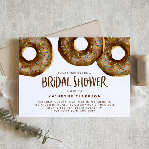 Watercolor Chocolate Sprinkle Doughnuts Bridal Sho Invitation