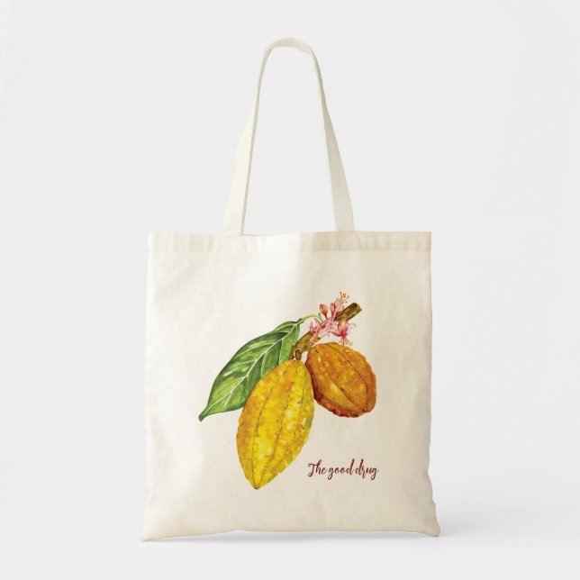 Watercolor chocolate tree fruit tote bag (Front)