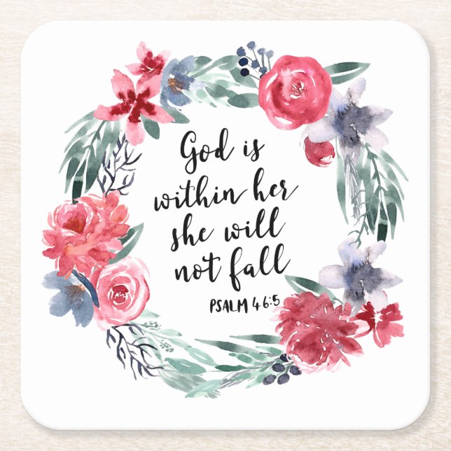 Watercolor Christian artwork Square Paper Coaster (Front)