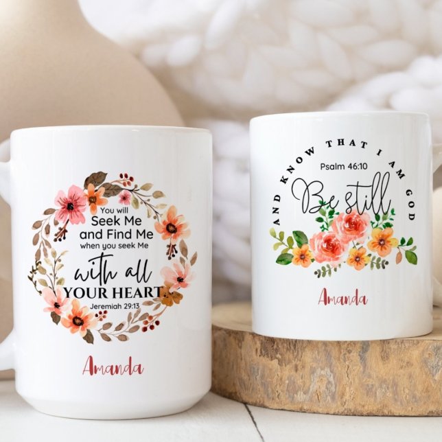 Watercolor Christian Inspirational Bible Verses Coffee Mug (Creator Uploaded)