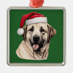 Watercolor Christmas Anatolian Shepherd Dog Metal Tree Decoration