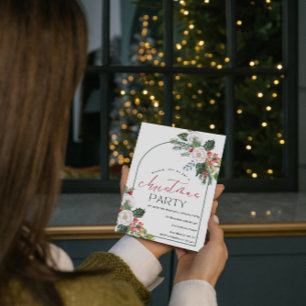 Watercolor Christmas Arrangement Christmas  Invitation