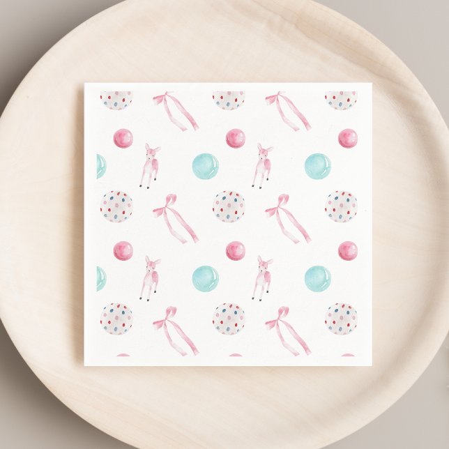 Watercolor Christmas Baby Girl Shower Napkin (Creator Uploaded)