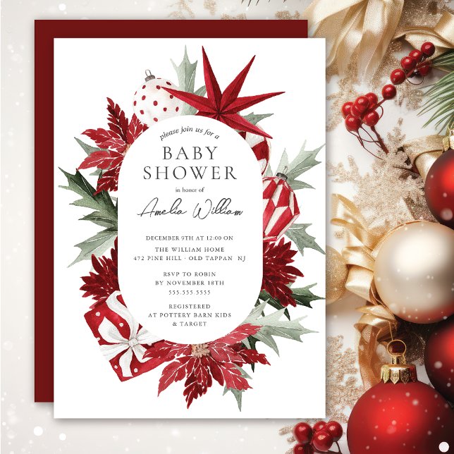 Watercolor Christmas Baby Shower Invitation (Creator Uploaded)