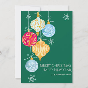 Watercolor christmas ball  holiday card