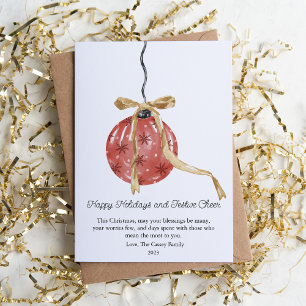 Watercolor Christmas Ball Holiday Card