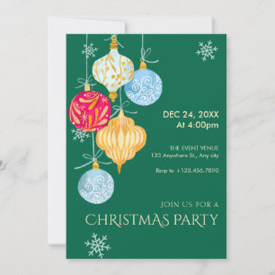 Watercolor christmas balls invitation