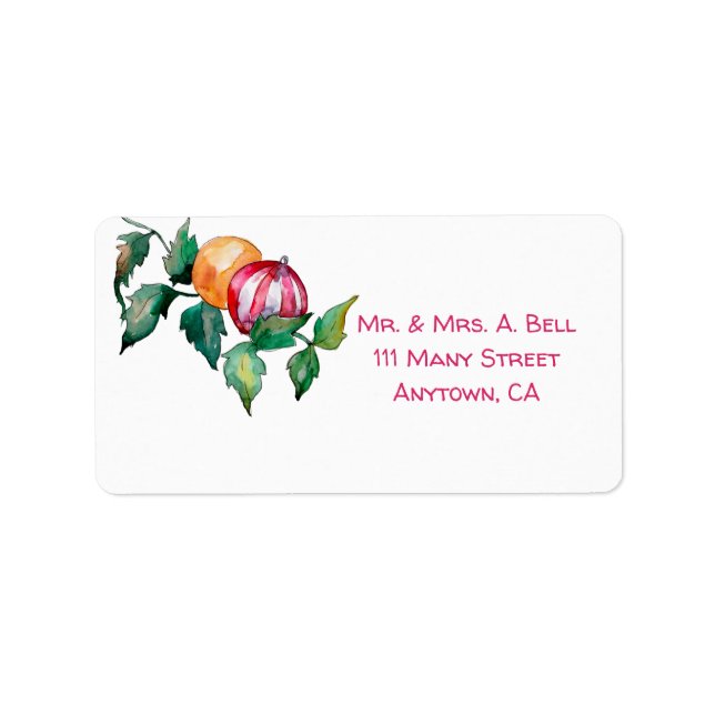 Watercolor Christmas Balls Label (Front)