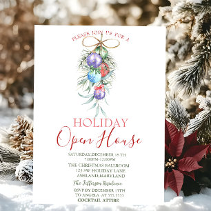 Watercolor Christmas Balls Open House Invitation