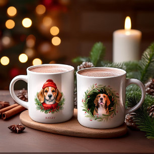 Watercolor Christmas Beagle Dog  Coffee Mug