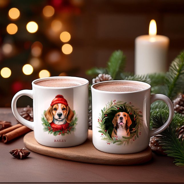 Watercolor Christmas Beagle Dog  Coffee Mug (Creator Uploaded)
