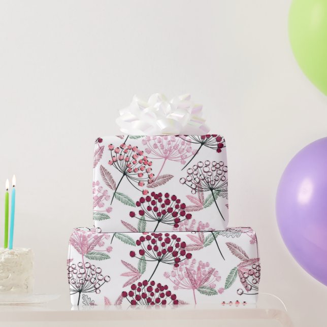 Watercolor Christmas Berries Foliage Country Art Wrapping Paper (Party Gifts)