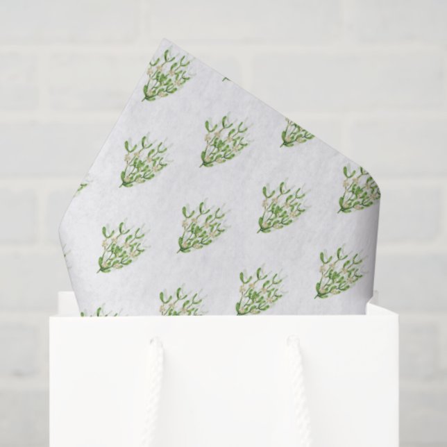 Watercolor Christmas Berry Branches Greenery  Tissue Paper (Gift Bag)
