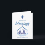Watercolor Christmas Blessings Nativity Folded Holiday Card<br><div class="desc">Modern religious folded holiday photo card featuring a hand-painted watercolor nativity and star. See our shop for more pieces in this design!</div>