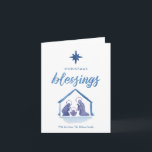 Watercolor Christmas Blessings Nativity Folded Holiday Card<br><div class="desc">Modern religious folded holiday photo card featuring a hand-painted watercolor nativity and star. See our shop for more pieces in this design!</div>