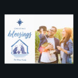 Watercolor Christmas Blessings Nativity Photo Holiday Card<br><div class="desc">Modern religious holiday photo card featuring a hand-painted watercolor nativity and star. Choose a die-cut shape or textured paper for an extra luxurious touch. See our shop for more pieces in this design!</div>