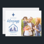 Watercolor Christmas Blessings Nativity Photo Holiday Card<br><div class="desc">Modern religious holiday photo card featuring a hand-painted watercolor nativity and star. Choose a die-cut shape or textured paper for an extra luxurious touch. See our shop for more pieces in this design!</div>