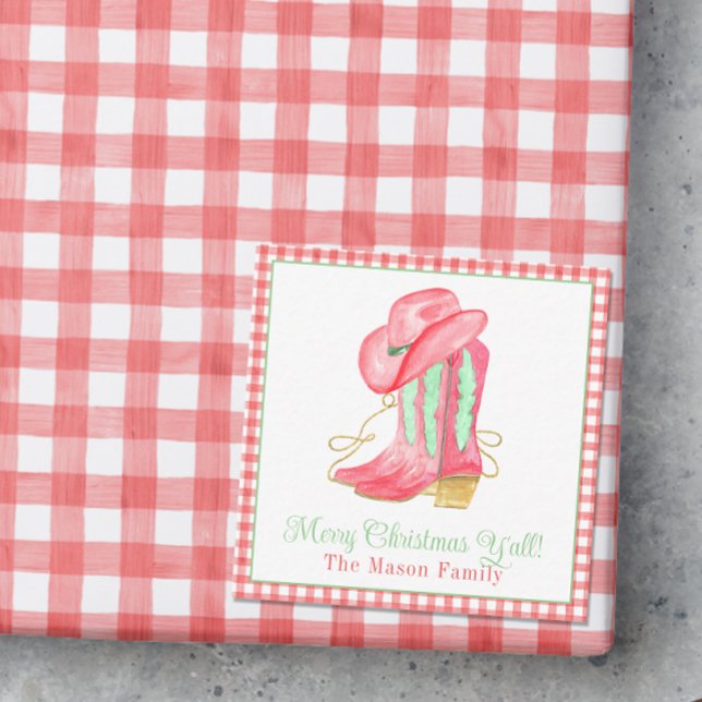 Watercolor Christmas Boots  Monogram Crest Photo Card (Creator Uploaded)