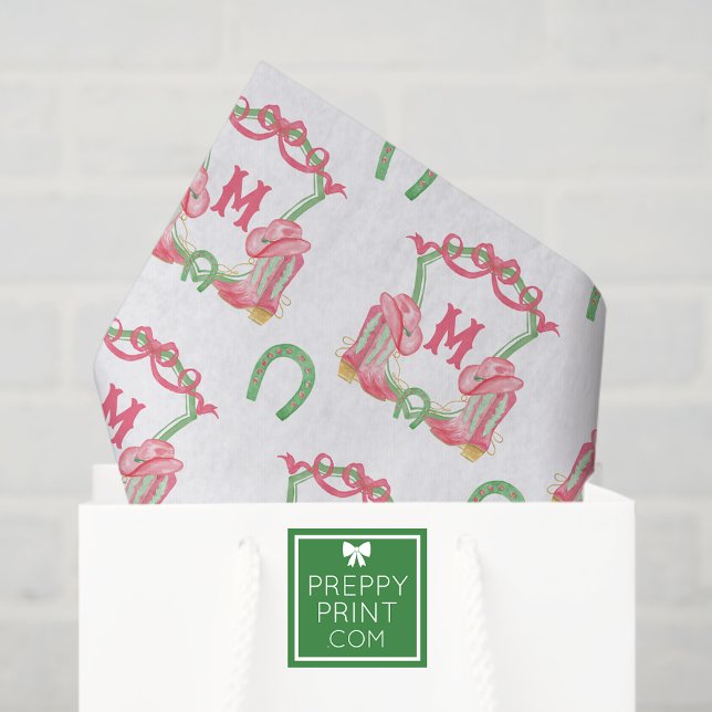 Watercolor Christmas Boots  Monogram Crest Tissue Paper (Creator Uploaded)