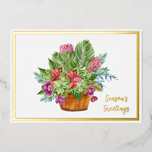 Watercolor Christmas botanical bouquet blank Holid
