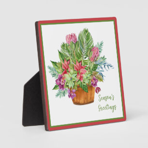 Watercolor Christmas botanical bouquet Plaque