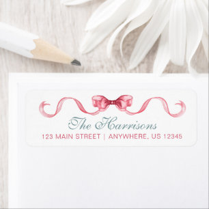 Watercolor Christmas Bow Return Address