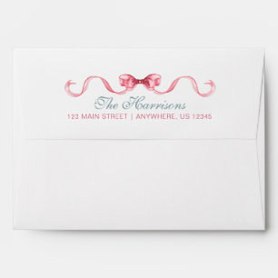 Watercolor Christmas Bow Return Address Envelope