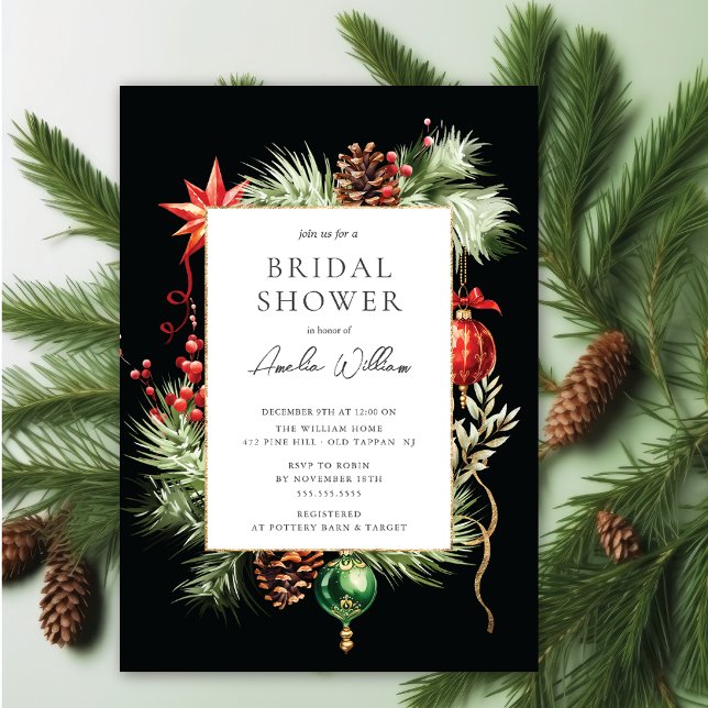 Watercolor Christmas Bridal Shower Invitation (Creator Uploaded)