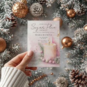  Watercolor Christmas Candle Baby Shower Invitation
