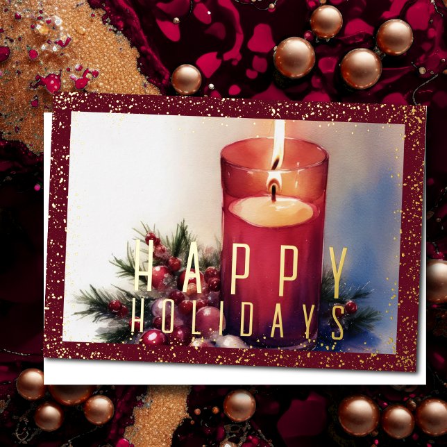 Watercolor Christmas Candle Burgundy Red (Creator Uploaded)