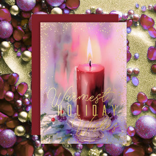 Watercolor Christmas Candle Burgundy Wine Maroon