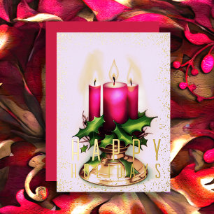 Watercolor Christmas Candle Magenta