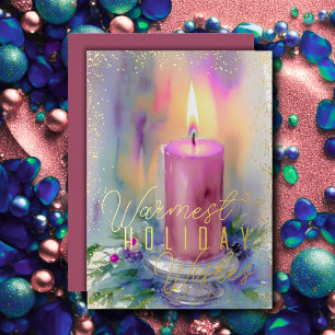 Watercolor Christmas Candle Rose Pink