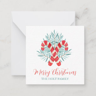 Watercolor Christmas Candy Cane Gift Enclosure Card