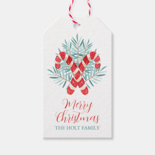 Watercolor Christmas Candy Cane Gift Tags