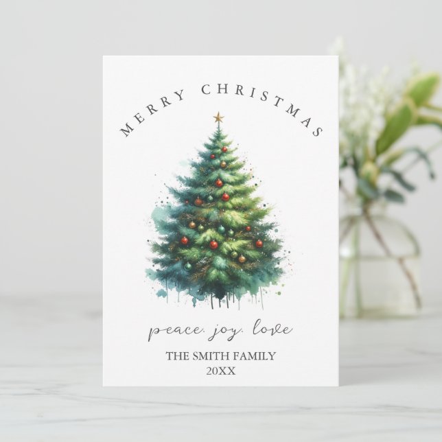 Watercolor Christmas Card (Standing Front)