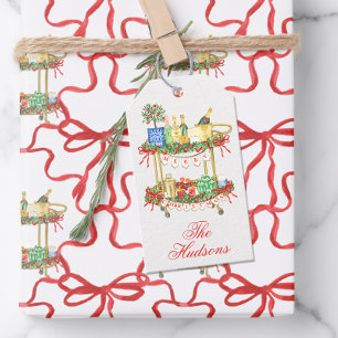 Watercolor Christmas Champagne Bar Cart Gift Tags
