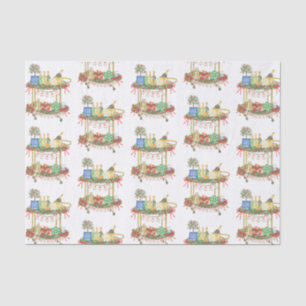 Watercolor Christmas Champagne Bar Cart Tissue Paper