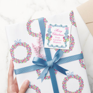 Watercolor Christmas Colourful Tinsel Baubles Card