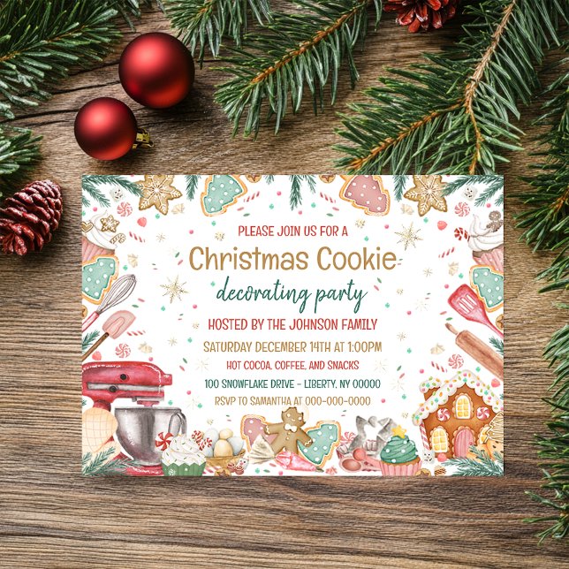 Watercolor Christmas Cookie Decorating Party Invitation (Creator Uploaded)