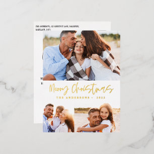 Watercolor Christmas cookie drinks candy 3 photo Foil Holiday Postcard